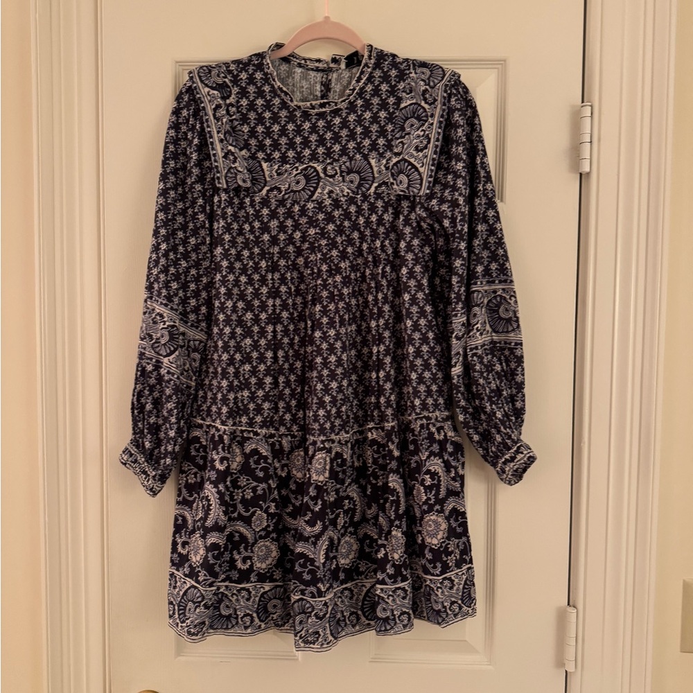Sea New York Navy and White Long Sleeve Tunic Dress, Size XXS
